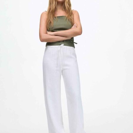 Flowy pants with linen white