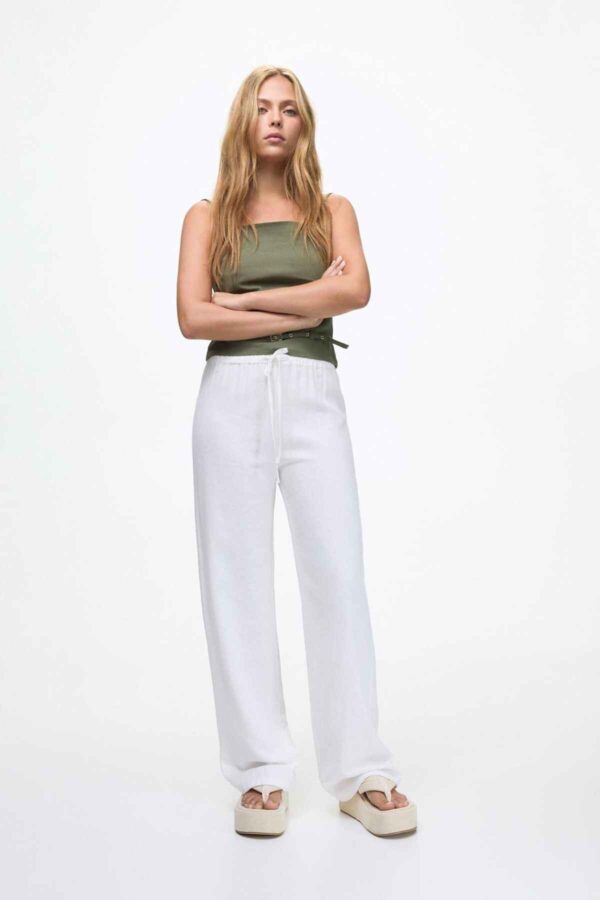 Flowy pants with linen white