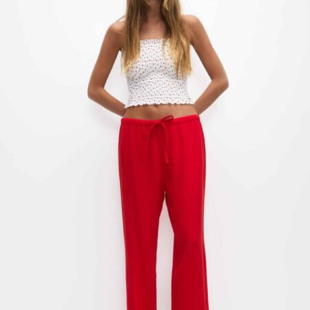 Flowy pants with linen red