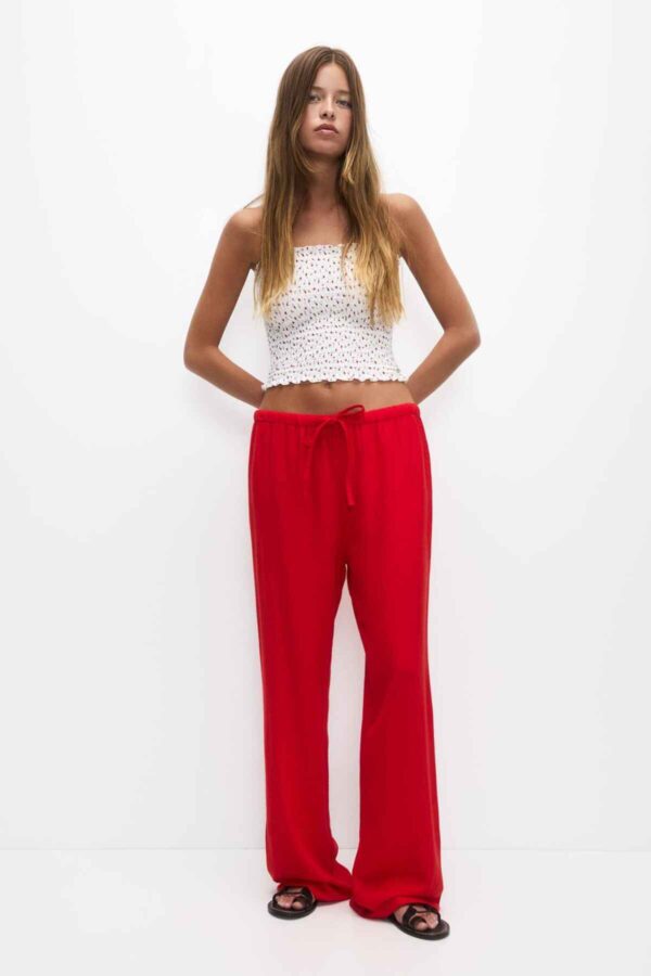 Flowy pants with linen red