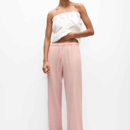 Flowy pants with linen pink