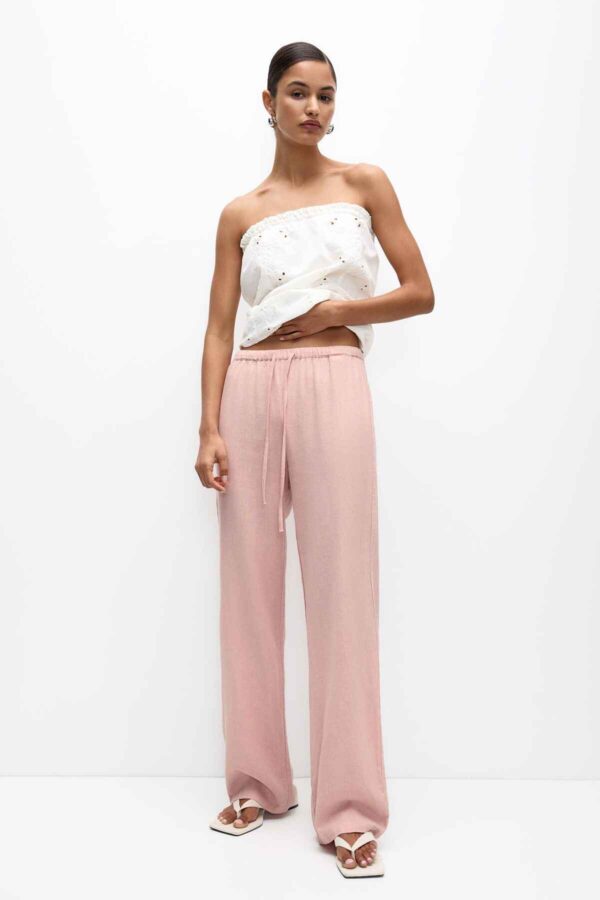 Flowy pants with linen pink