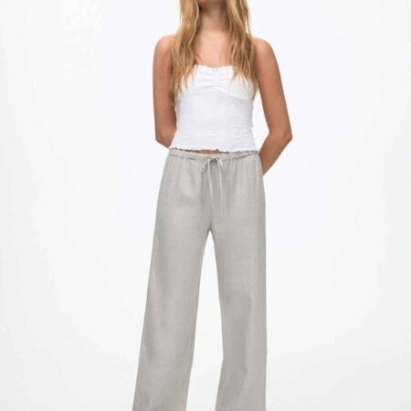 Flowy pants with linen taupe