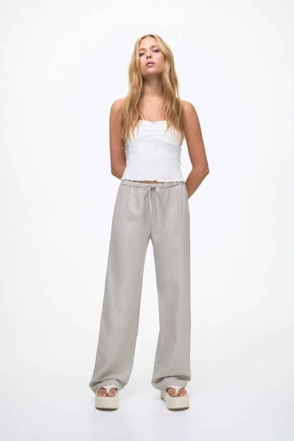Flowy pants with linen taupe