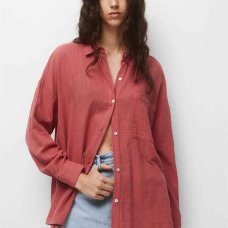 Rustic Oversized Shirt red