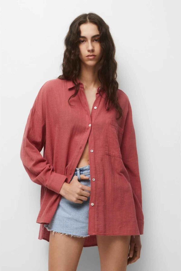 Rustic Oversized Shirt red