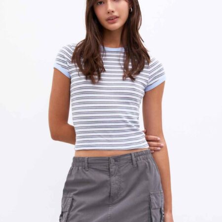 Striped short sleeve T-shirt pale blue