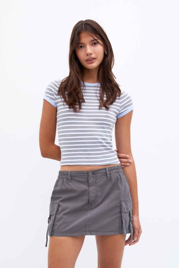 Striped short sleeve T-shirt pale blue