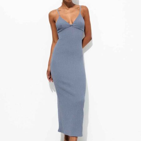 Strappy crepe midi dress blue