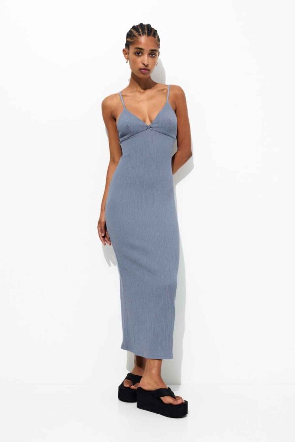 Strappy crepe midi dress blue