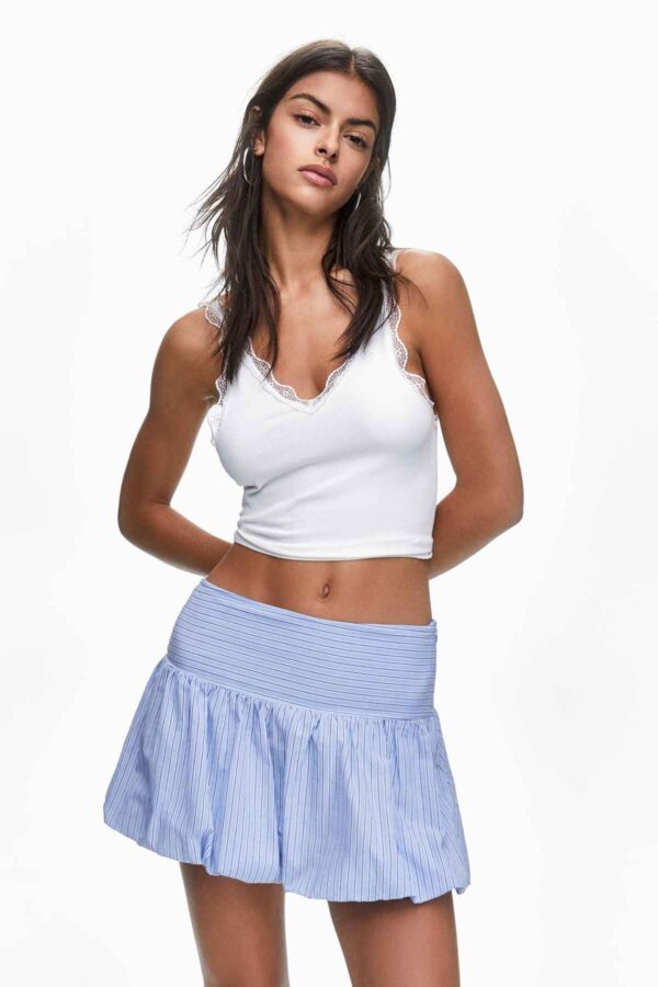 Striped balloon mini skirt blue