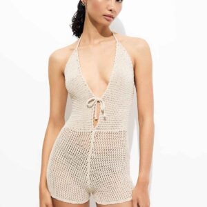 Crochet jumpsuit sand