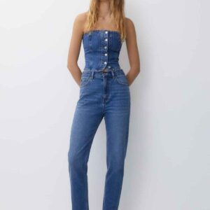 Basic mom jeans navy