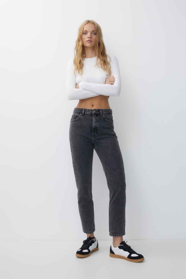 Basic mom jeans anthracite grey